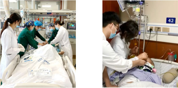 春节期间,8楼重症监护病区刘春、连丽霞主治、雷香兰、江文浩等医生坚守在岗位上